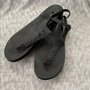 Black Rainbow Braided Sandal Thong FlipFlop 8.5